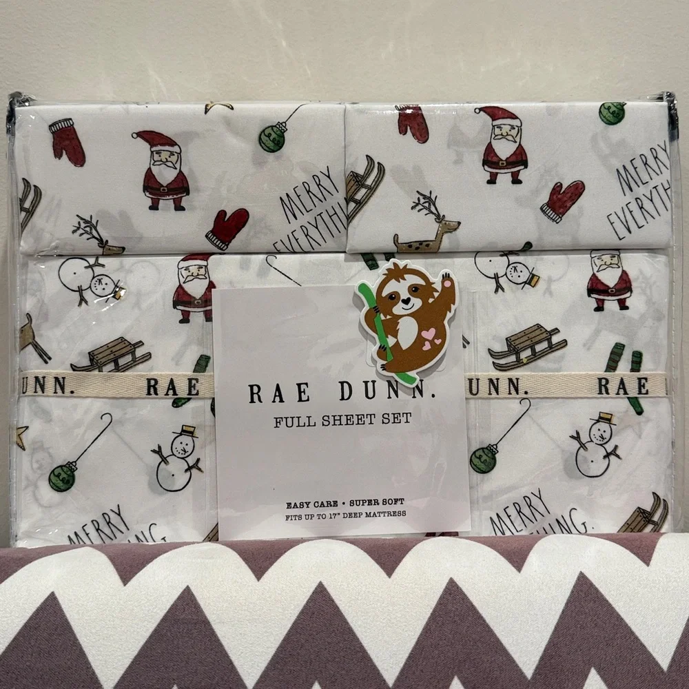 Rae Dunn Christmas Sheets FULL Size SUPER SOFT Santa, Snowman, Reindeer NWT